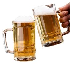 Jogo 2 Copo Caneca de Chopp e Cerveja Vidro 350 ml Cerveja