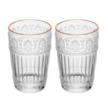 Jogo 2 Copo Mauve com Fio de Ouro 350ml de Cristal Ecológico Wolff