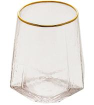 Jogo 2 Copos 550ml Baixos De Cristal Ecologico Com Borda Dourada Taj