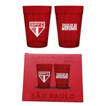 Jogo 2 Copos Americanos São Paulo Prime Vermelho 190Ml Luva