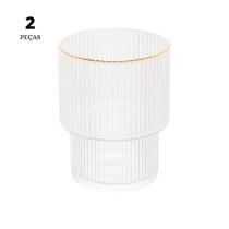 Jogo 2 Copos Baixos com Fio de Ouro Lines 220ml - Wolff Jogo 2 Copos Baixos com Fio de Ouro Lines 220ml - Wolff