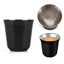 Jogo 2 copos café parede dupla inox preto 90ml