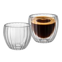 Jogo 2 Copos Caneca De Vidro Dupla Camada Canelado 90ml Jogo 2 Copos Caneca De Vidro Dupla Camada Canelado 90ml