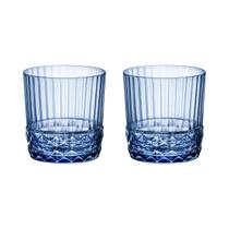 Jogo 2 Copos Cristal Whisky 370 Ml Azul America 20S Bormioli