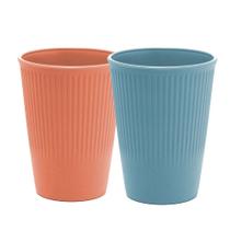 Jogo 2 Copos de Bambu e PP Texturizado Stripes Cores Sortidas 300ml Lyor