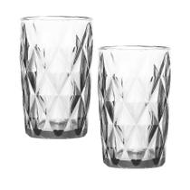 Jogo 2 Copos de Vidro Grosso Diamond Long Drink Transparente Água Suco 340ml Jogo 2 Copos de Vidro Grosso Diamond Long Drink Transparente Água Suco 340ml