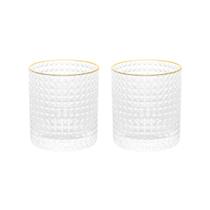Jogo 2 Copos de Whisky Spikes com Borda Dourada