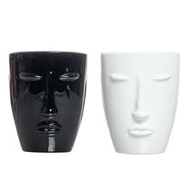 Jogo 2 copos faces em vidro 230ml preto e branco -L Hermitage Jogo 2 copos faces em vidro 230ml preto e branco -L Hermitage