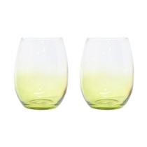 Jogo 2 copos para agua e suco stemless 430ml verde vidro - Globimport