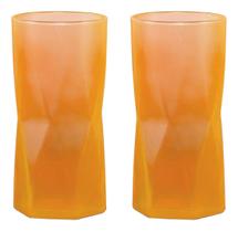 Jogo 2 copos para agua e sucos rombus 465ml neon laranja