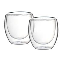 Jogo 2 copos parede dupla em vidro borossilicato 90ml Coffe Time - Dynasty