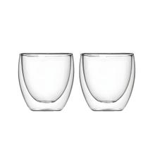 Jogo 2 Copos Vidro Borossilicato Parede Dupla 100 ml Café Expresso Cappuccino Chá Copo Térmico