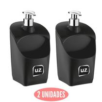 Jogo 2 Dispenser Sabonete Detergente Porta Esponja Preto