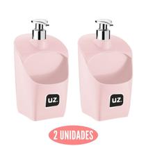 Jogo 2 Dispenser Sabonete Detergente Porta Esponja Rosa