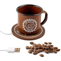 Jogo 2 em 1 Aquecedor de Xícara Prana Base USB com Caneca Ágata Porta Copo Elétrico para Café Chá Escritório Mesa Jogo 2 em 1 Aquecedor de Xícara Prana Base USB com Caneca Ágata Porta Copo Elétrico para Café Chá Escritório Mesa