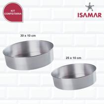 Jogo 2 Formas Assadeira Bolo Redonda 25x10 E 30x10 Aluminio Jogo 2 Formas Assadeira Bolo Redonda 25x10 E 30x10 Aluminio