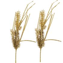 Jogo 2 Galhos Decorativo Natal Alecrim Glitter Dourado Luxo 57cm - Bela Flor Jogo 2 Galhos Decorativo Natal Alecrim Glitter Dourado Luxo 57cm - Bela Flor