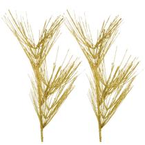 Jogo 2 Galhos Decorativos Natal Espetos Luxo Glitter Dourado 40cm - Bela Flor Jogo 2 Galhos Decorativos Natal Espetos Luxo Glitter Dourado 40cm - Bela Flor
