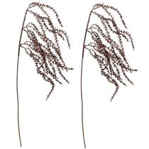 Jogo 2 Galhos Natal Haste Lateral Folhagens Glitter Cobre 87cm - Magizi