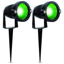 Jogo 2 Lâmpada Luminária Led Jardim Espeto Spot 7w Luz Verde Jogo 2 Lâmpada Luminária Led Jardim Espeto Spot 7w Luz Verde