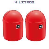 Jogo 2 Lixeiras com Tampa p Pia Cozinha Gourmet Vermelho 4L Jogo 2 Lixeiras com Tampa p Pia Cozinha Gourmet Vermelho 4L