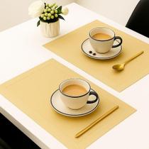 Jogo 2 Lugar Americano Retangular Mesa Pvc Dourado Executivo 30x45cm Em Casa Tem Jogo 2 Lugar Americano Retangular Mesa Pvc Dourado Executivo 30x45cm Em Casa Tem