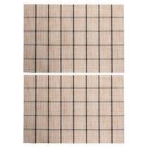 Jogo 2 Lugar Americano Retangular Mesa PVC Grid Branco Preto 45x30cm Lyor