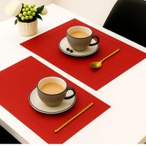 Jogo 2 Lugar Americano Retangular Mesa PVC Vermelho Executivo 30x45cm Em Casa Tem