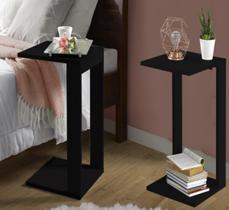 Jogo 2 Mesas de Cabeceira Preto Móvel MDF Madeira Mesinha Jogo 2 Mesas de Cabeceira Preto Móvel MDF Madeira Mesinha