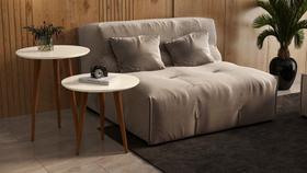 Jogo 2 Mesas Lateral e Apoio Redonda Prime Retrô Pés Palito cor Off White - Comprar Móveis em Casa Jogo 2 Mesas Lateral e Apoio Redonda Prime Retrô Pés Palito cor Off White - Comprar Móveis em Casa