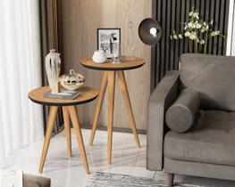 Jogo 2 Mesas Lateral e Apoio Redonda Selene Pés Palito cores variadas - JM Casa dos Móveis Jogo 2 Mesas Lateral e Apoio Redonda Selene Pés Palito cores variadas - JM Casa dos Móveis