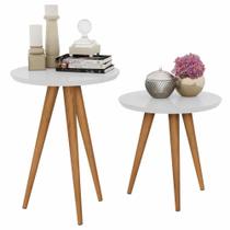Jogo 2 Mesas Retrô Pés Palito, Lateral E Apoio - Branco Jogo 2 Mesas Retrô Pés Palito, Lateral E Apoio - Branco