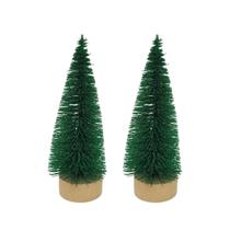 Jogo 2 Mini Árvore Natal Verde Base Tronco Madeira 16cm - Art Christmas Jogo 2 Mini Árvore Natal Verde Base Tronco Madeira 16cm - Art Christmas