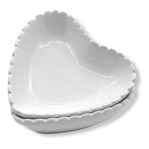 Jogo 2 Mini Bowl Enfeite Decorativo Coração Porcelana Branco