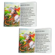 Jogo 2 Mini Livros de Oração á São Jorge Enfeite de Cerâmica Para Bancada 10x7cm Dicapri