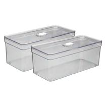 Jogo 2 Organizadores Retangulares Guardar Alimentos Com Tampa