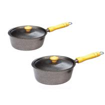 Jogo 2 Panela Caçarola Com Cabo Alumínio Craqueada N 16 E 18 Jogo 2 Panela Caçarola Com Cabo Alumínio Craqueada N 16 E 18