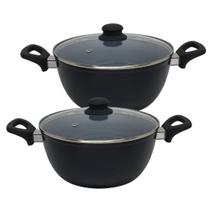 Jogo 2 Panela Caçarola Indução Cerâmica Antiaderente Tampa Não Gruda 24cm