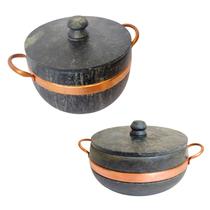 Jogo 2 Panela Mineira Pedra Sabão Mantém Sabor Comida Saudável