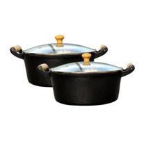 Jogo 2 Panelas Alumínio Batido Craqueada N 26 e 30 Tampa Vidro Jogo 2 Panelas Alumínio Batido Craqueada N 26 e 30 Tampa Vidro