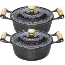 Jogo 2 Panelas Caçarolas Aluminio Craqueado n 28
