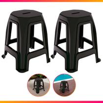 Jogo 2 Peças Banquetinhas Plástico Resistente 100kg Preto Jogo 2 Peças Banquetinhas Plástico Resistente 100kg Preto