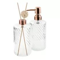 Jogo 2 Peças Dispenser e Recipiente De Aromas em Vidro Espiral 450 ml Jogo 2 Peças Dispenser e Recipiente De Aromas em Vidro Espiral 450 ml