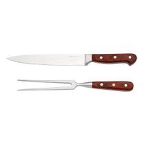 Jogo 2 peças Garfo Faca Hanzzo Wood inox -Fracalanza Jogo 2 peças Garfo Faca Hanzzo Wood inox -Fracalanza