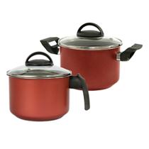 Jogo 2 Peças: Leiteira e Caçarola Antiaderente Cereja Jogo 2 Peças: Leiteira e Caçarola Antiaderente Cereja