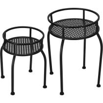 Jogo 2 Peças Mesas Decorativas Laterais Redondas Metal Pret Jogo 2 Peças Mesas Decorativas Laterais Redondas Metal Pret