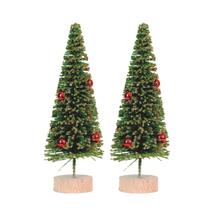 Jogo 2 Pinheiros Decor Natal Glitter Dourado Enfeite de Mesa 20cm - Magizi