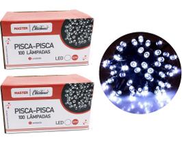 Jogo 2 Pisca Pisca 100 Lâmpadas LED Branco 8 Funções 127V Total 200 Lâmpadas - Master Christmas Jogo 2 Pisca Pisca 100 Lâmpadas LED Branco 8 Funções 127V Total 200 Lâmpadas - Master Christmas