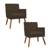 Jogo 2 Poltronas Decorativa Para Sala de Sala de Estar Cecília Corano Marrom - INCASA DECOR