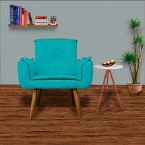 Jogo 2 Poltronas Decorativas Para Sala Comercial Emília Plus Suede Azul Turquesa - LM DECOR